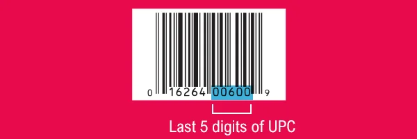 barcode on green background with last five digits highlighted