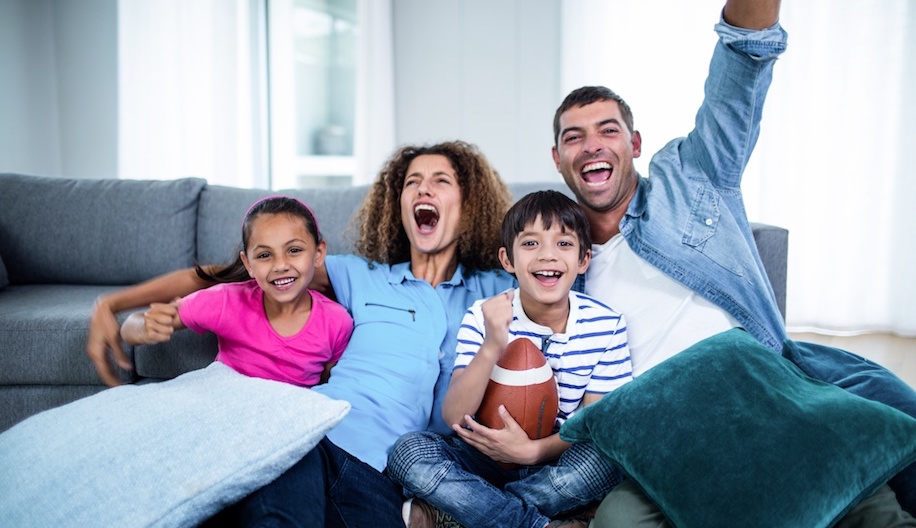 Family watching football