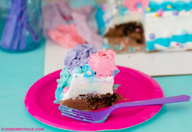unicorn ice cream cake slice