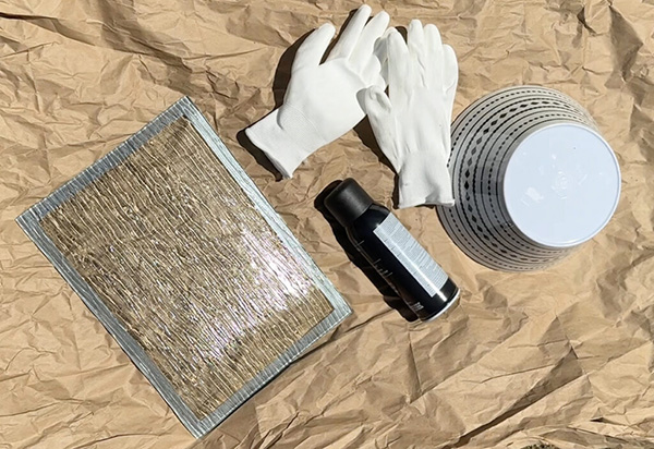 gloves on tarp