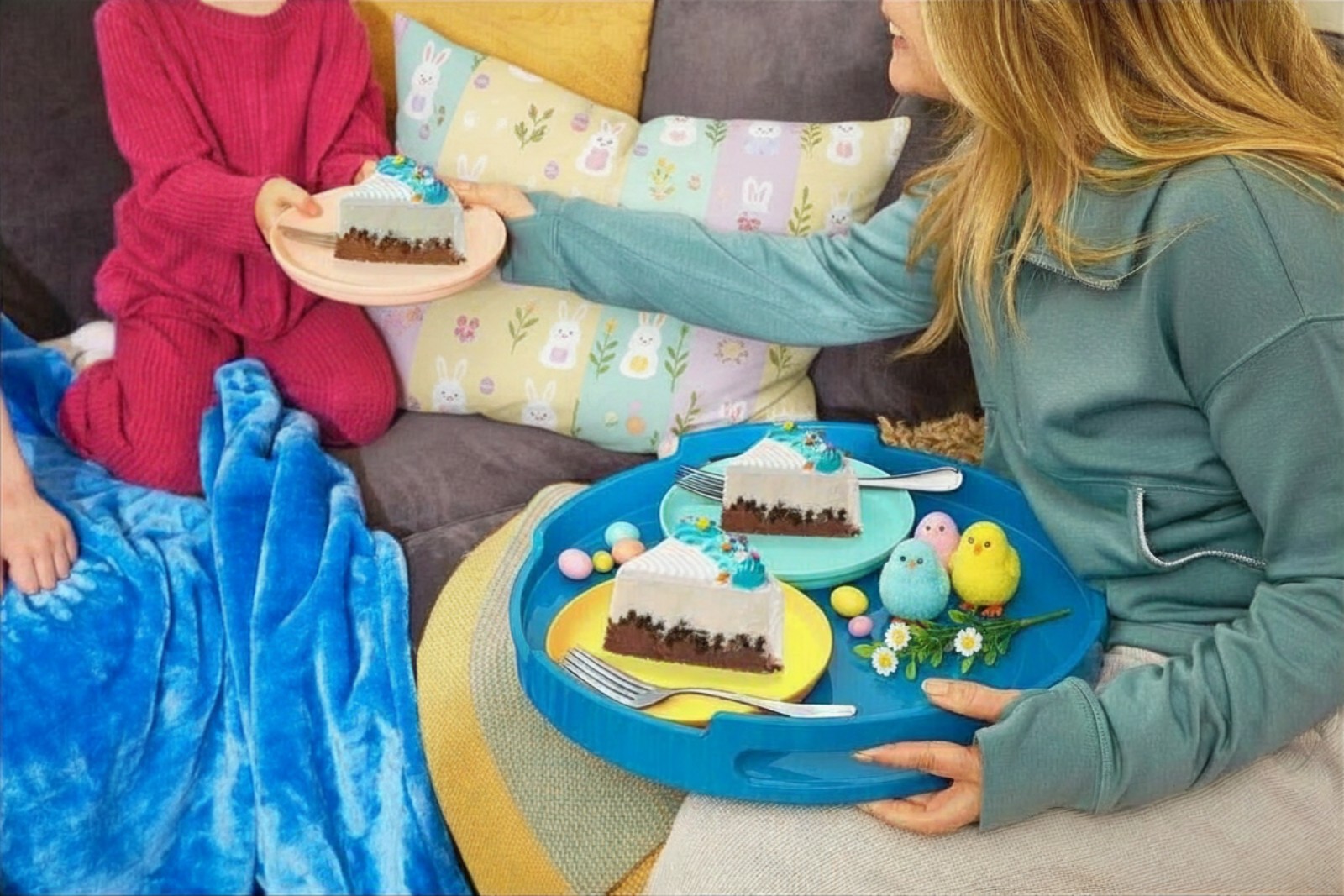 Easter cake slices on a tray