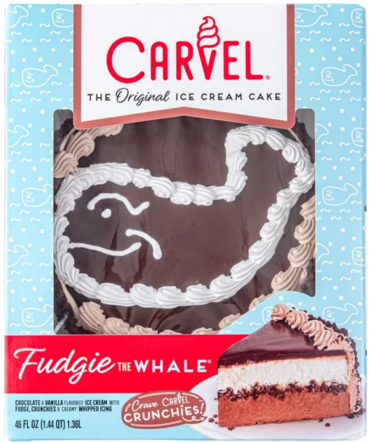 Carvel Fudgie the Whale Ice Cream Cake in Packaging